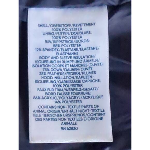 Women's Navy Puffer Coat with Faux Fur Hood - Picture 3 of 11